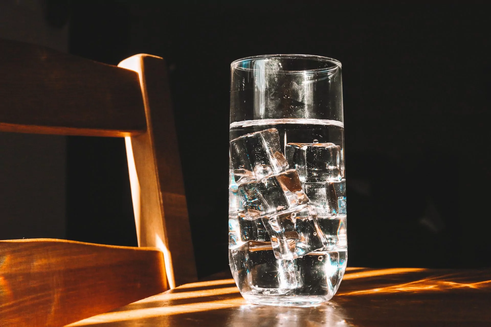 glass cup with ice water